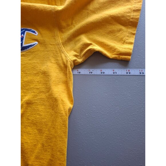 Vintage Champion Logo T-Shirt Men's Medium Yellow - Picture 5 of 6